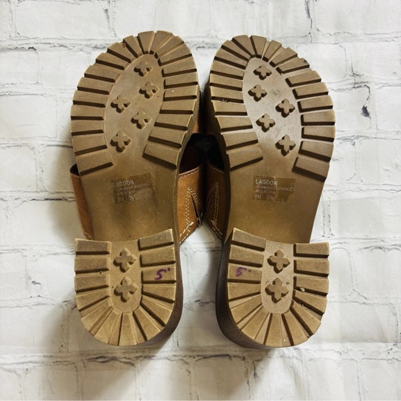 Jellypop Womens Size 8M Lagoon Lug Slide Sandals Chunky Heel Y2K Tan - Picture 5 of 10